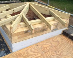 An image of a skylight being built