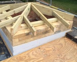 An image of a skylight being built
