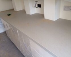 An image of a some newly fitted work surfaces in a new kitchen